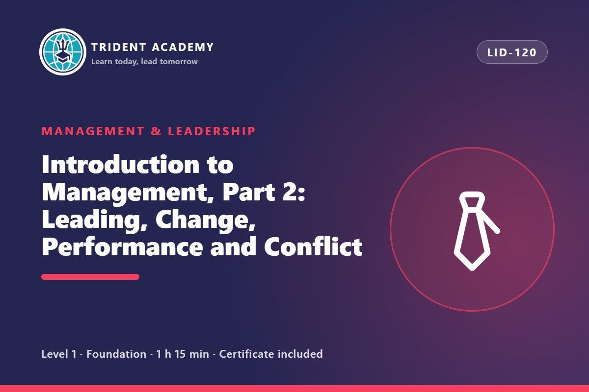 Introduction to Management, Part 2: Leading, Change, Performance and Conflict